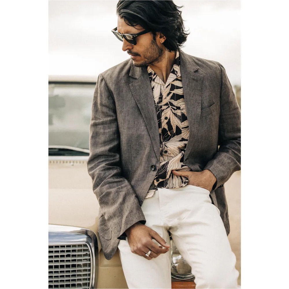 DEADSTOCK TAYLOR STITCH The Sheffield Linen Blazer in Cocoa / 44R